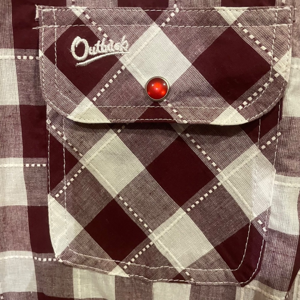 Outback Trading Co Short Sleeve Western Snap Shirt Men's XL Burgundy Cowboy